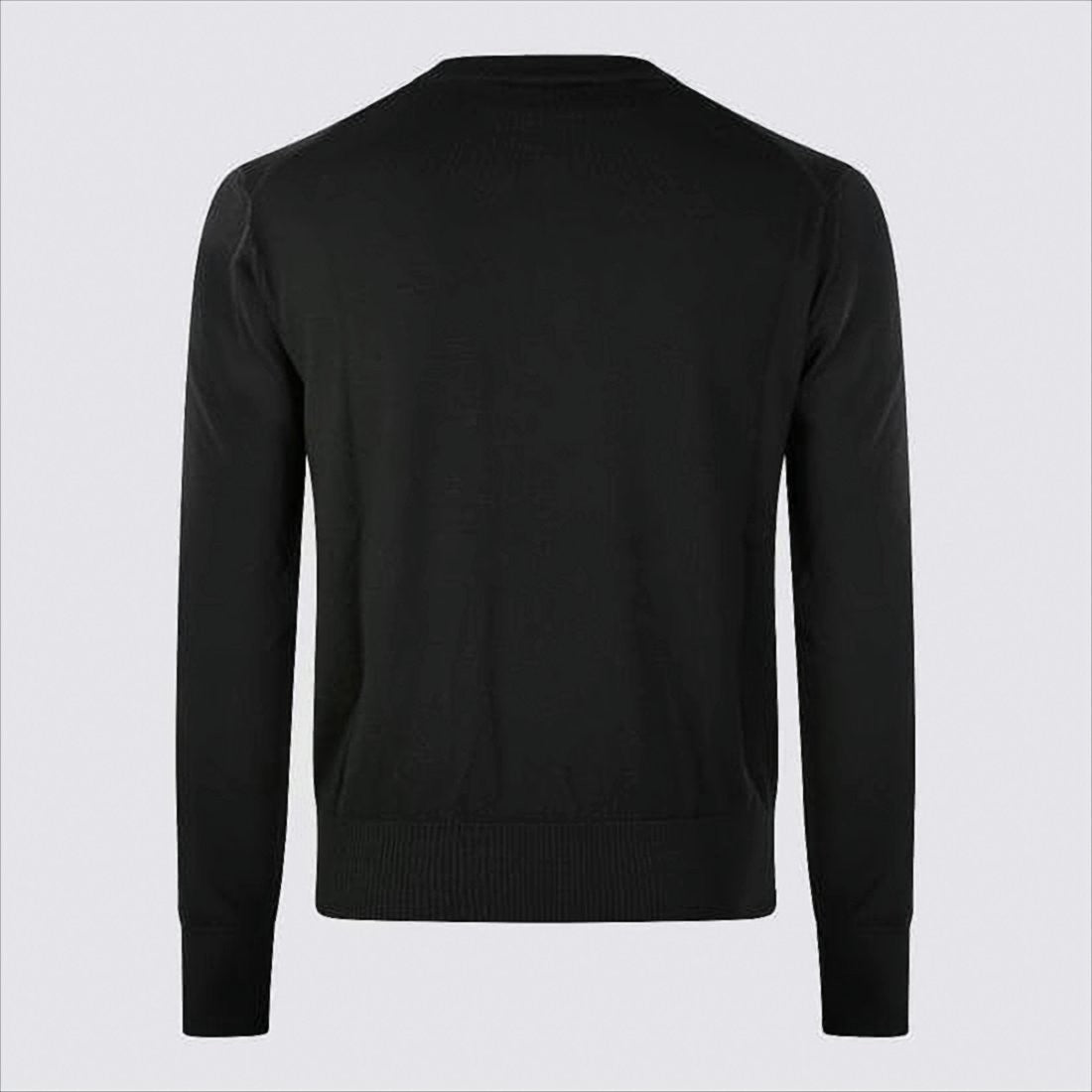 Ami Classic Black Wool Sweater With Heart Emblem