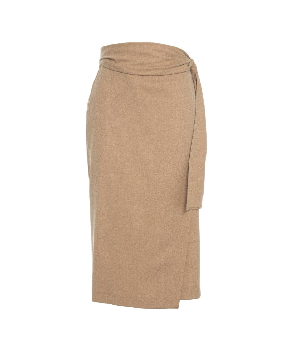 Ottod'ame Wrap Midi Skirt With Adjustable Tie Waist And Fluid Design