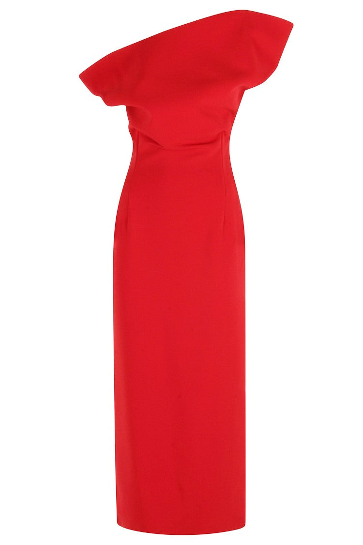 Magda Butrym Sculptural Neckline Midi Dress With Bare Shoulders
