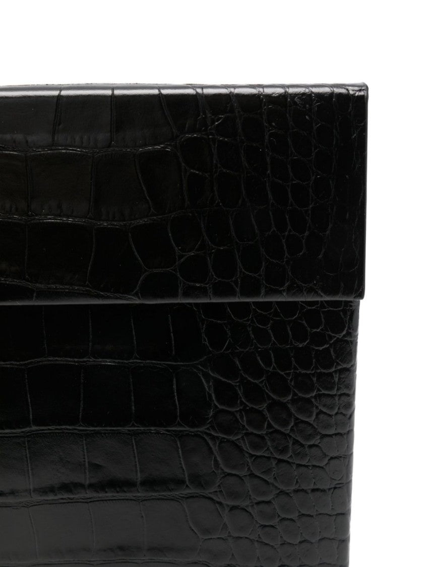 Tom Ford Crocodile-Embossed Black Wallet With Flap Closure