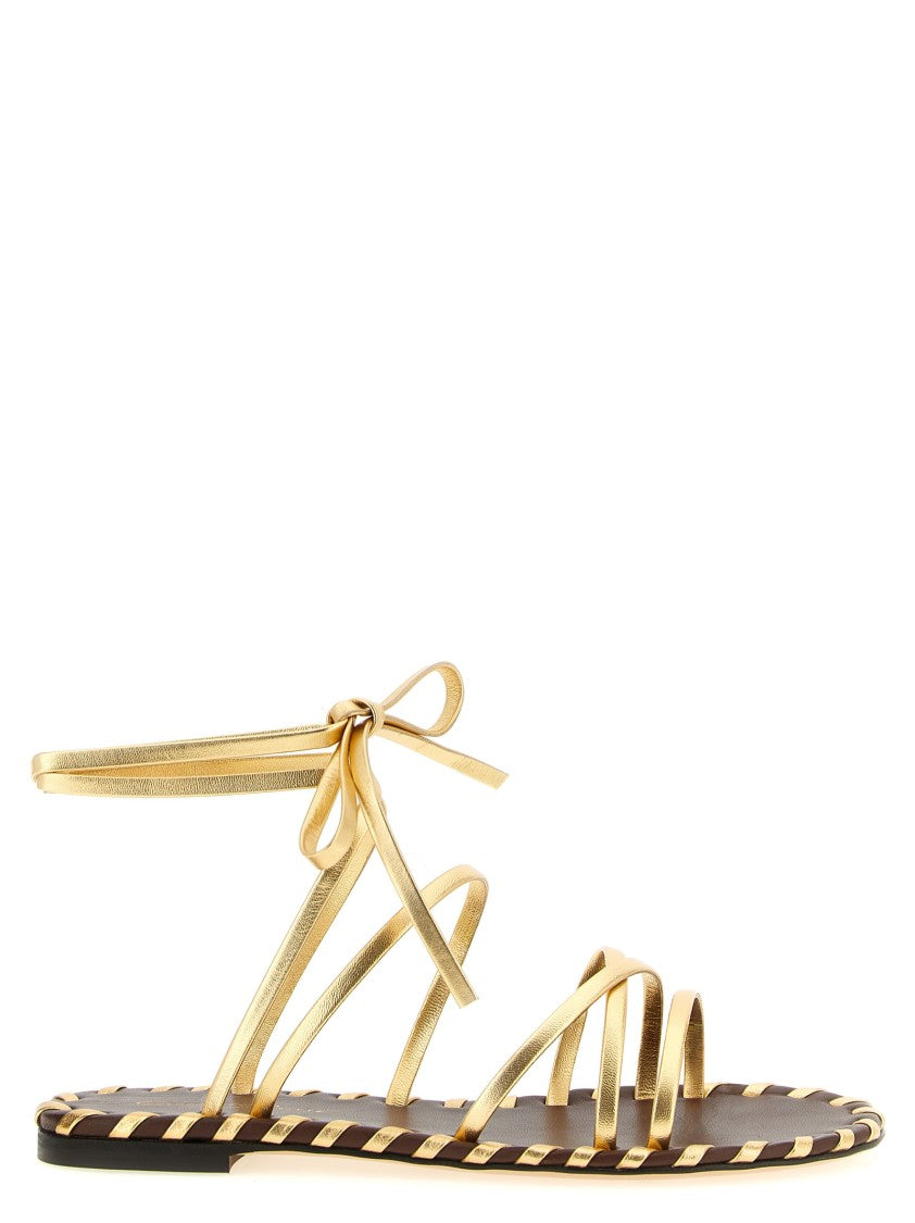 Gianvito Rossi Nappa Sandals With Moroccan Weaving And Ankle Ties