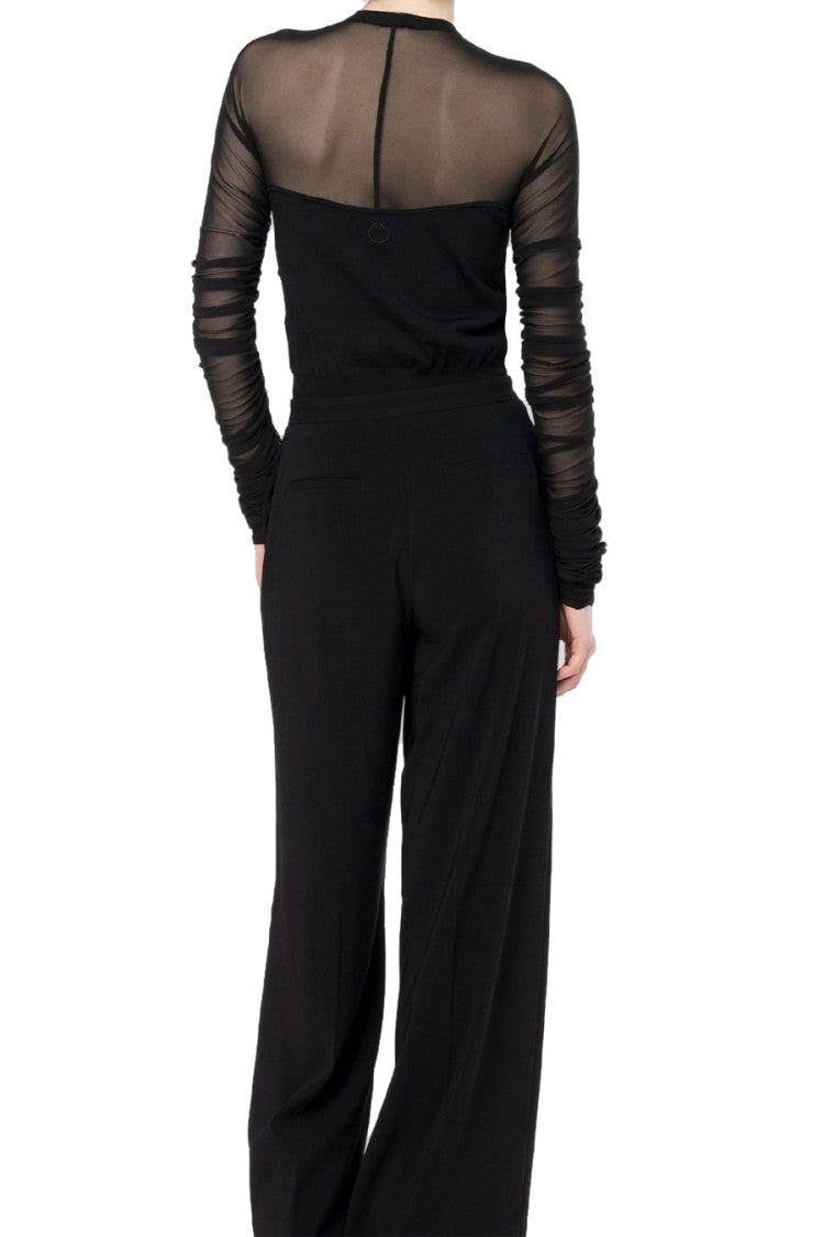 Pinko Sheer Long Sleeve Sweater With Button Detail And Elegant Fit