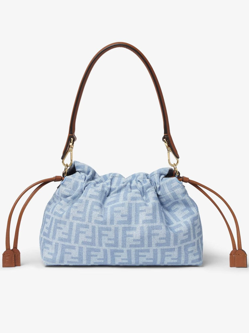 Fendi Soft Slouchy Baguette Bag With Monogram Pattern And Gold-Tone Clasp