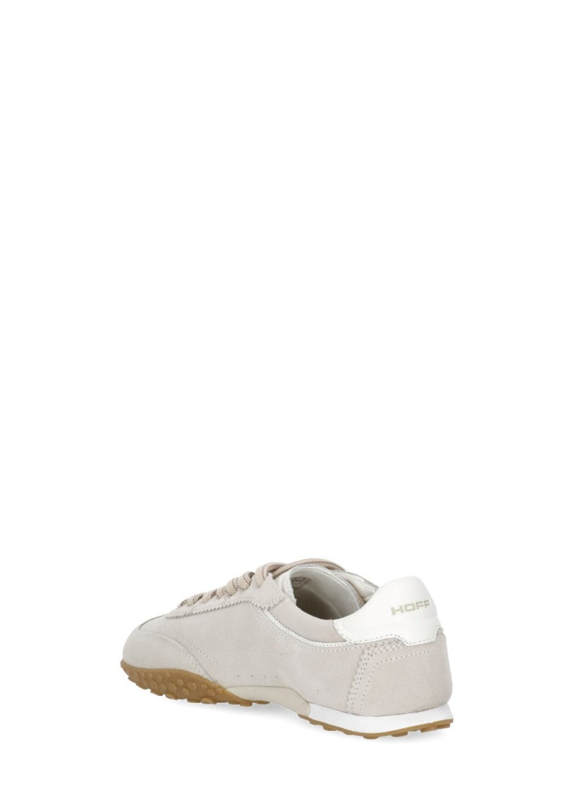 Hoff Beige Low-Profile Gold Accent Suede Sneakers