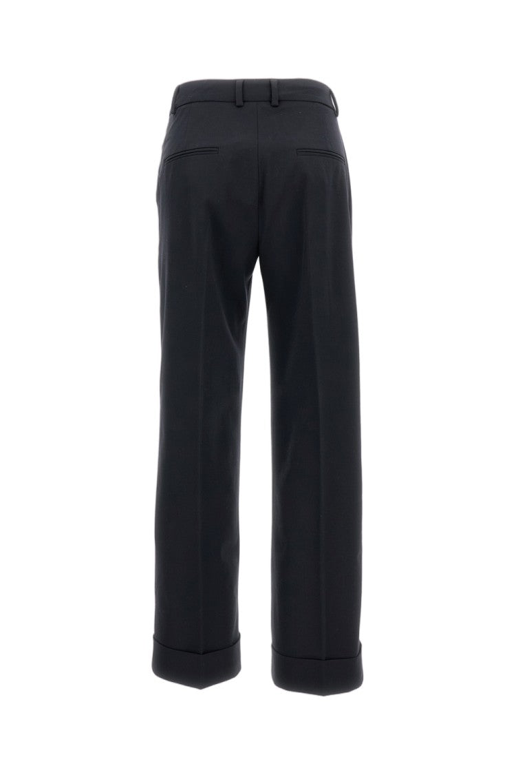 Alberto Biani Tailored Stretch Wool Trousers With Ankle-Length Leg And Turned-Up Hem