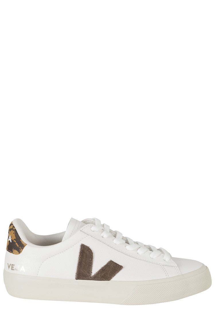 Veja White Campo Suede Logo Leather Low-Top Sneakers