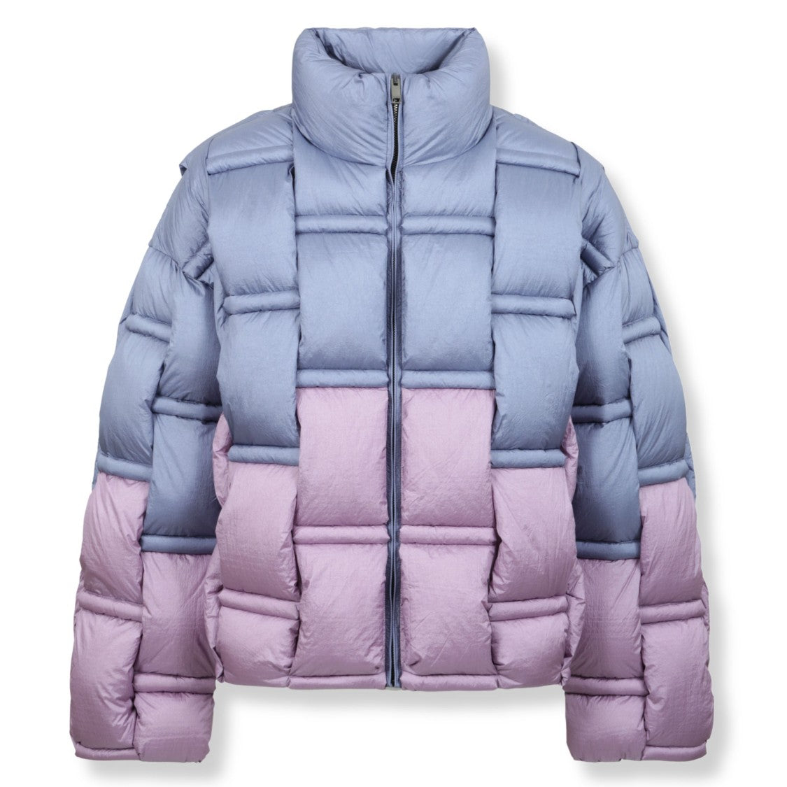 Raxxy Gradient Oversized Puffer Jacket With Geometric Design