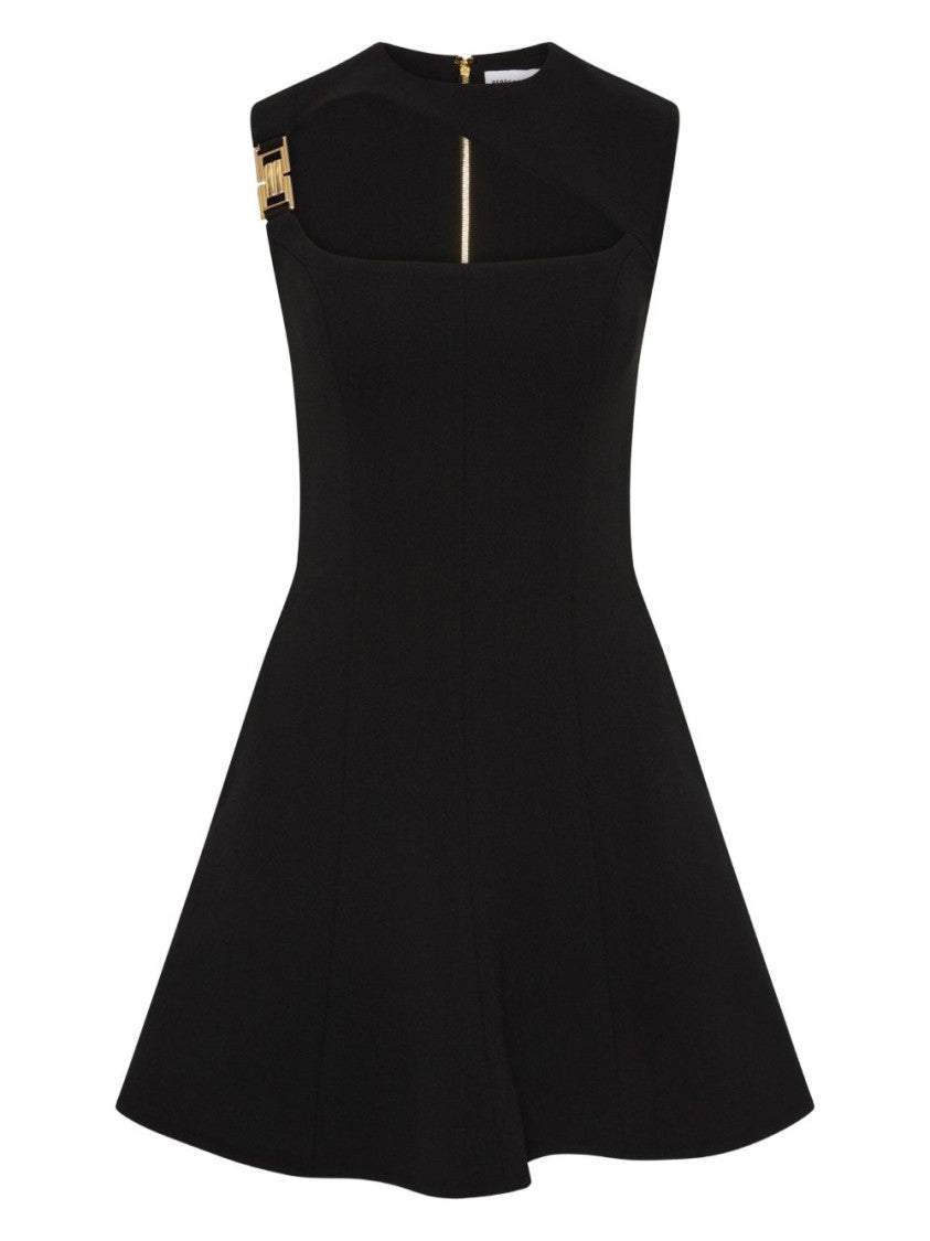Rebecca Vallace Asymmetrical Black Dress With Gold Accents