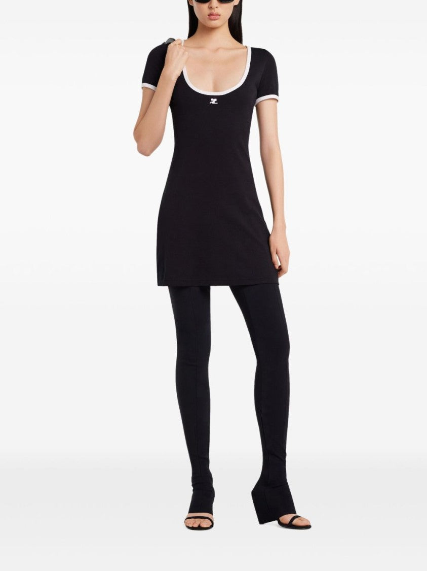 Courrèges Classic Black Dress With Embroidered Logo
