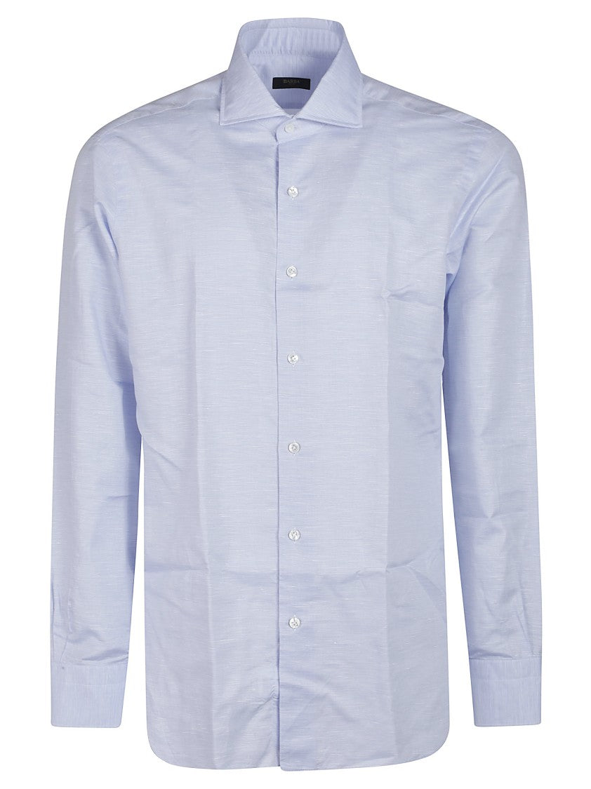 Barba Napoli Cotton-Linen Long Sleeve Classic Collar Shirt