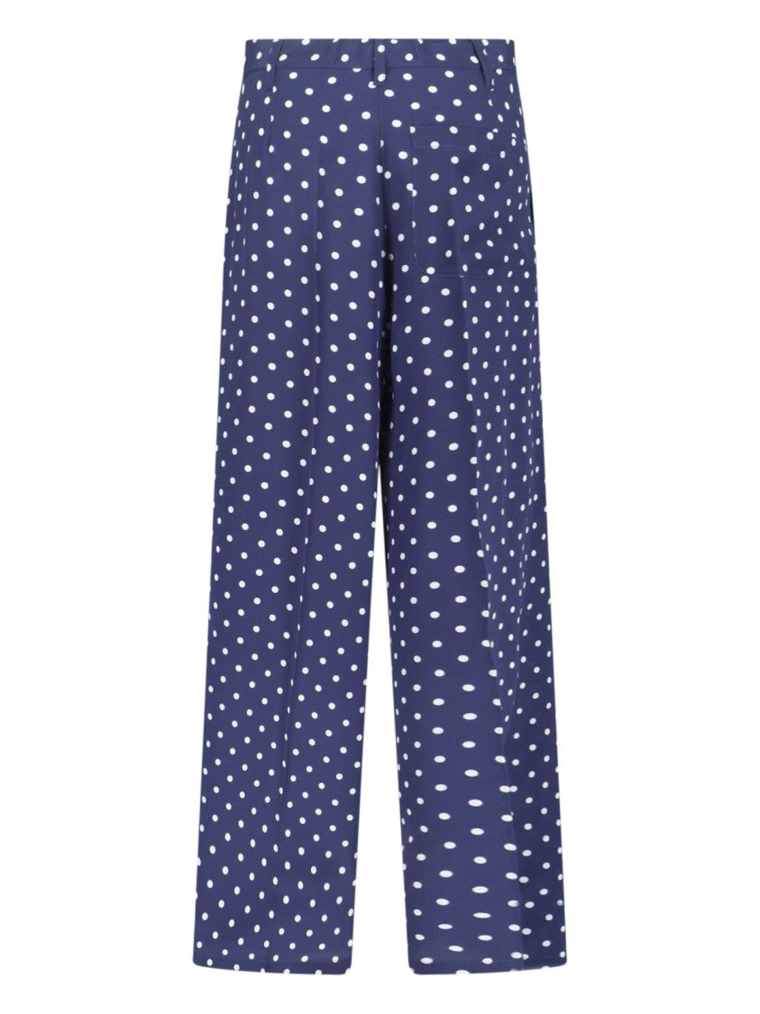 Parosh Silk Polka Dot Pants With Front Bow Detail