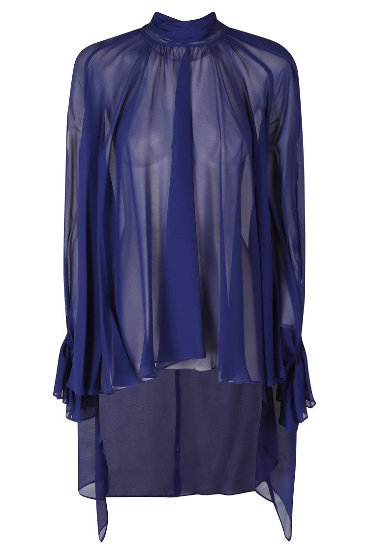 Semi Couture Blue Renie Georgette Neck Tie Blouse