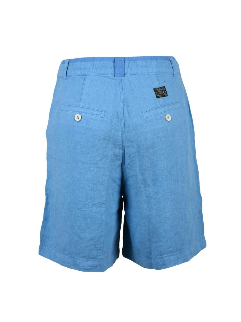 La Martina Light Blue Tie Linen Shorts