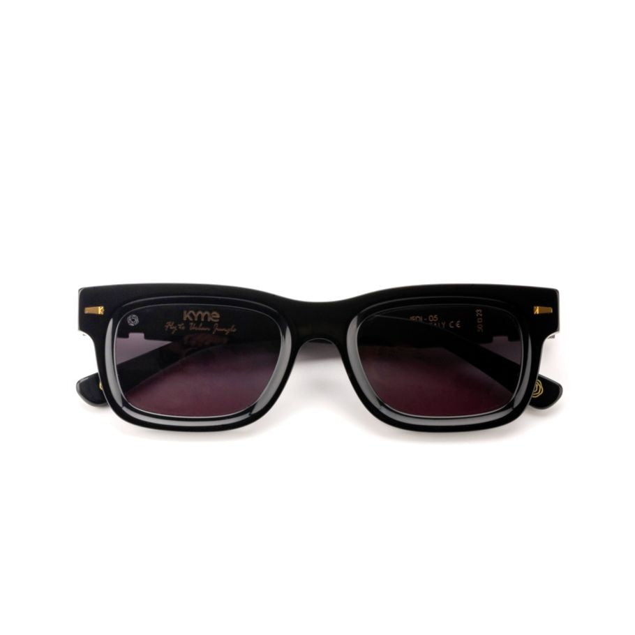 Kyme Jedi5 Bold Rectangular Frame Kyme Sunglasses With Gold Accents