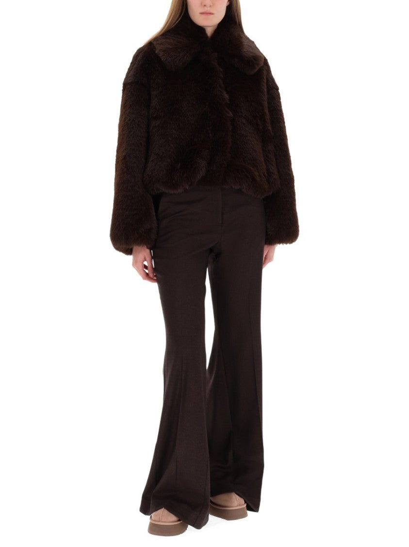 Alysi High-Waisted Wide-Leg Flannel Wide-Leg Pants