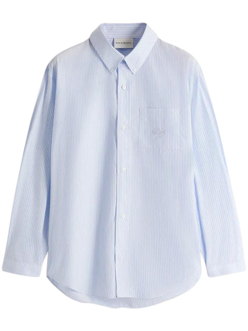Drôle De Monsieur Tailored Blue Striped Shirt With Structured Collar