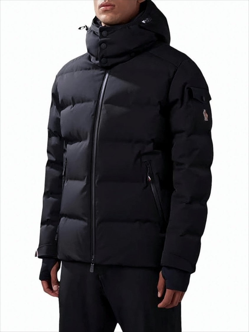 Moncler Matte Black Down Jacket With Detachable Hood