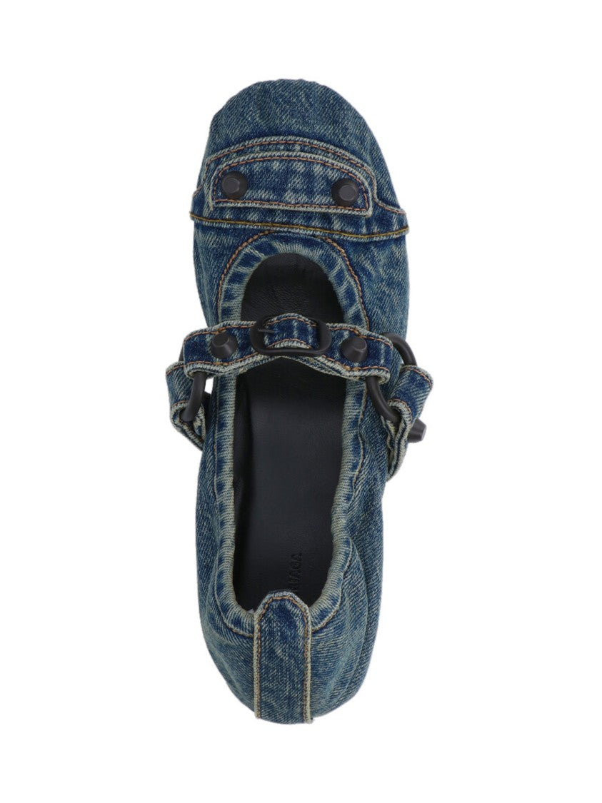 Balenciaga Minimalist Black Flats With Rounded Toe