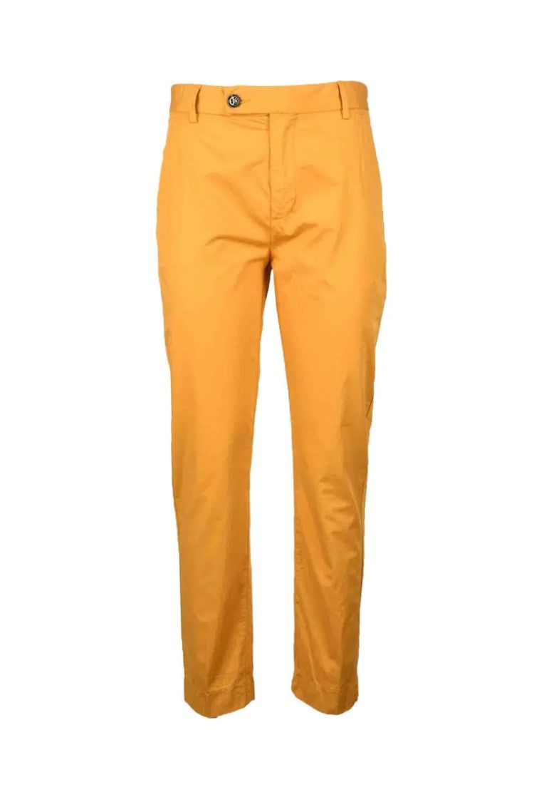 True Nyc Vibrant Yellow Trousers With Straight-Leg Cut And Mid-Rise Waist