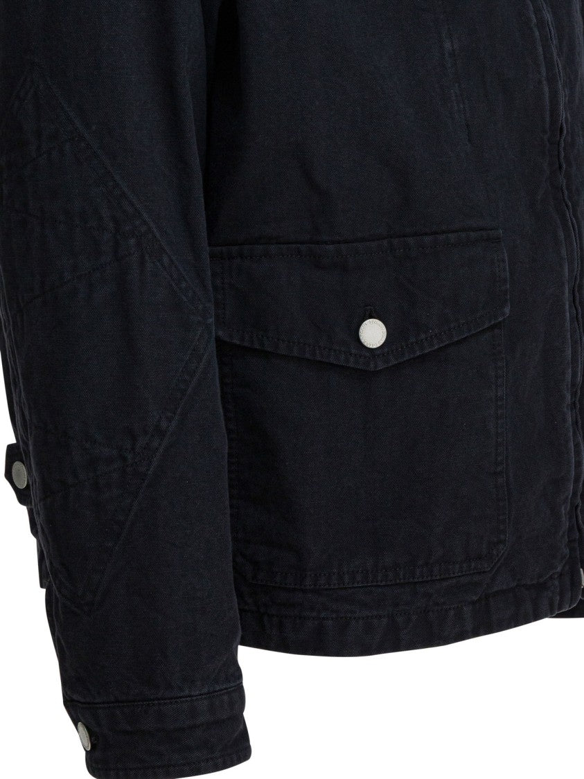 Comme Des Garçons Black Denim Jacket With Fitted Sleeves And Metal Zipper
