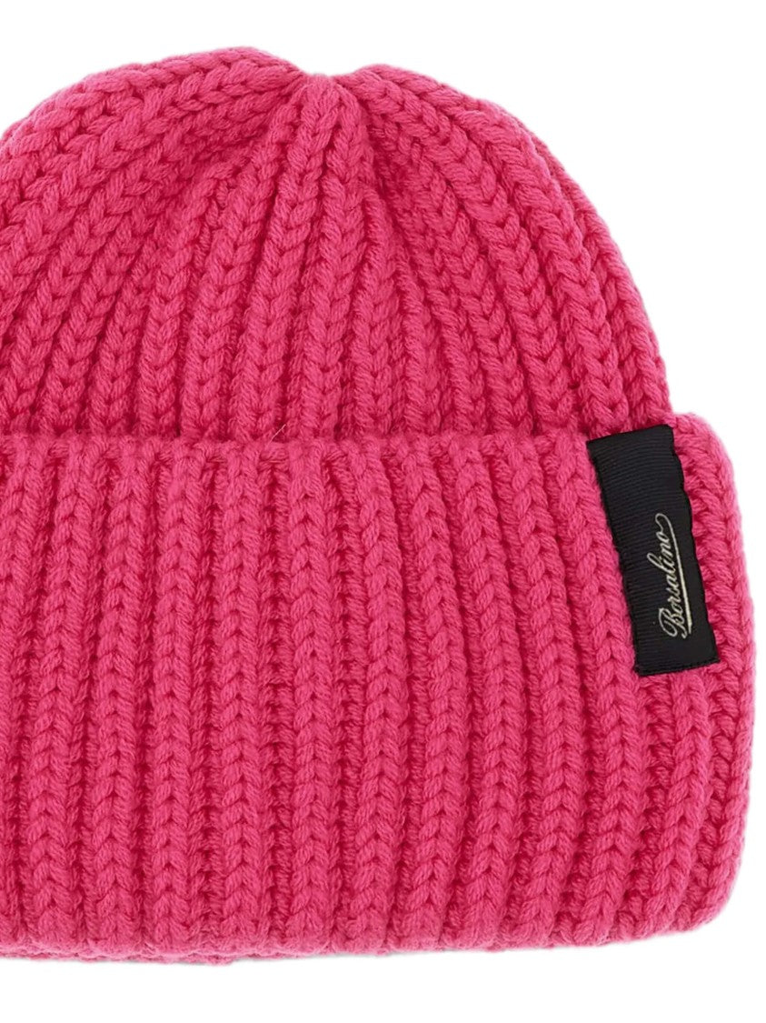 Borsalino Chunky Ribbed Knit Beanie With Folded Cuff