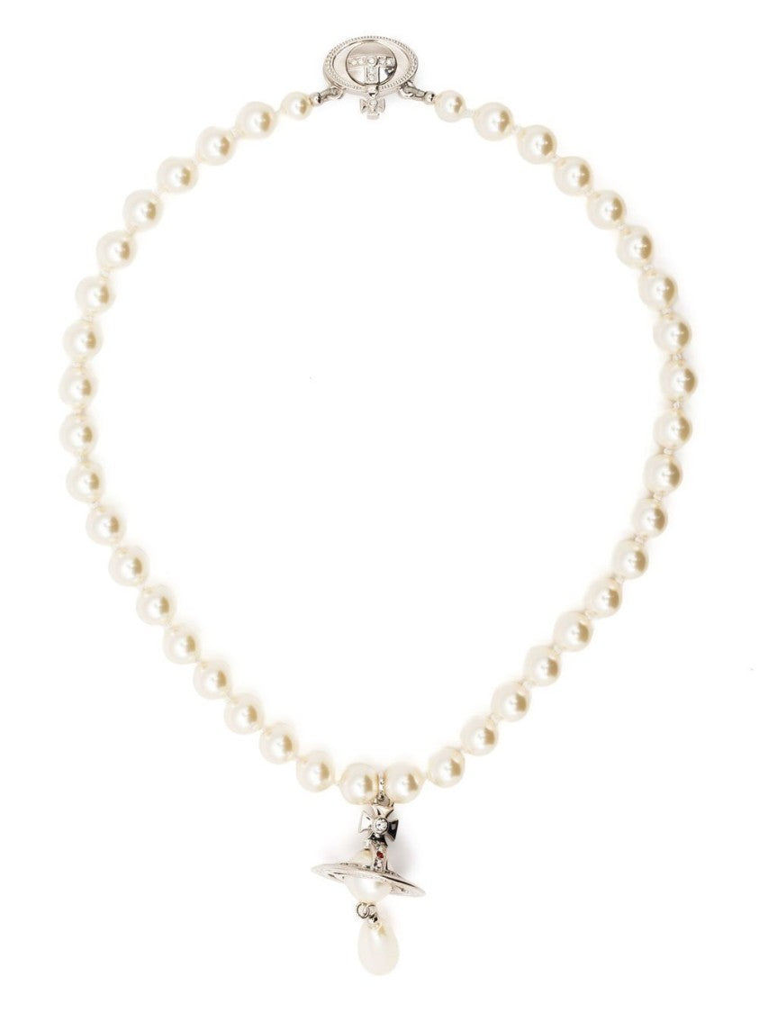 Vivienne Westwood Pearl And Silver-Toned Planet Necklace