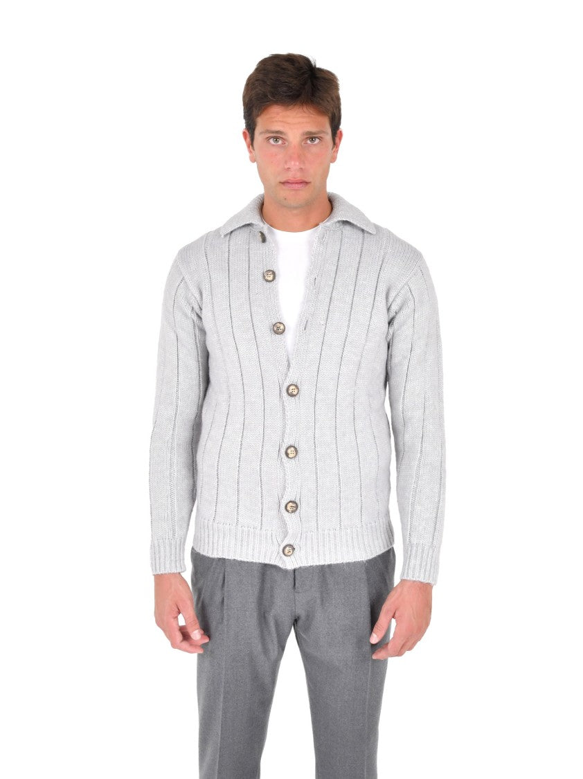 Franzese Collection Flat-Ribbed Knit Alpaca Blend Cardigan