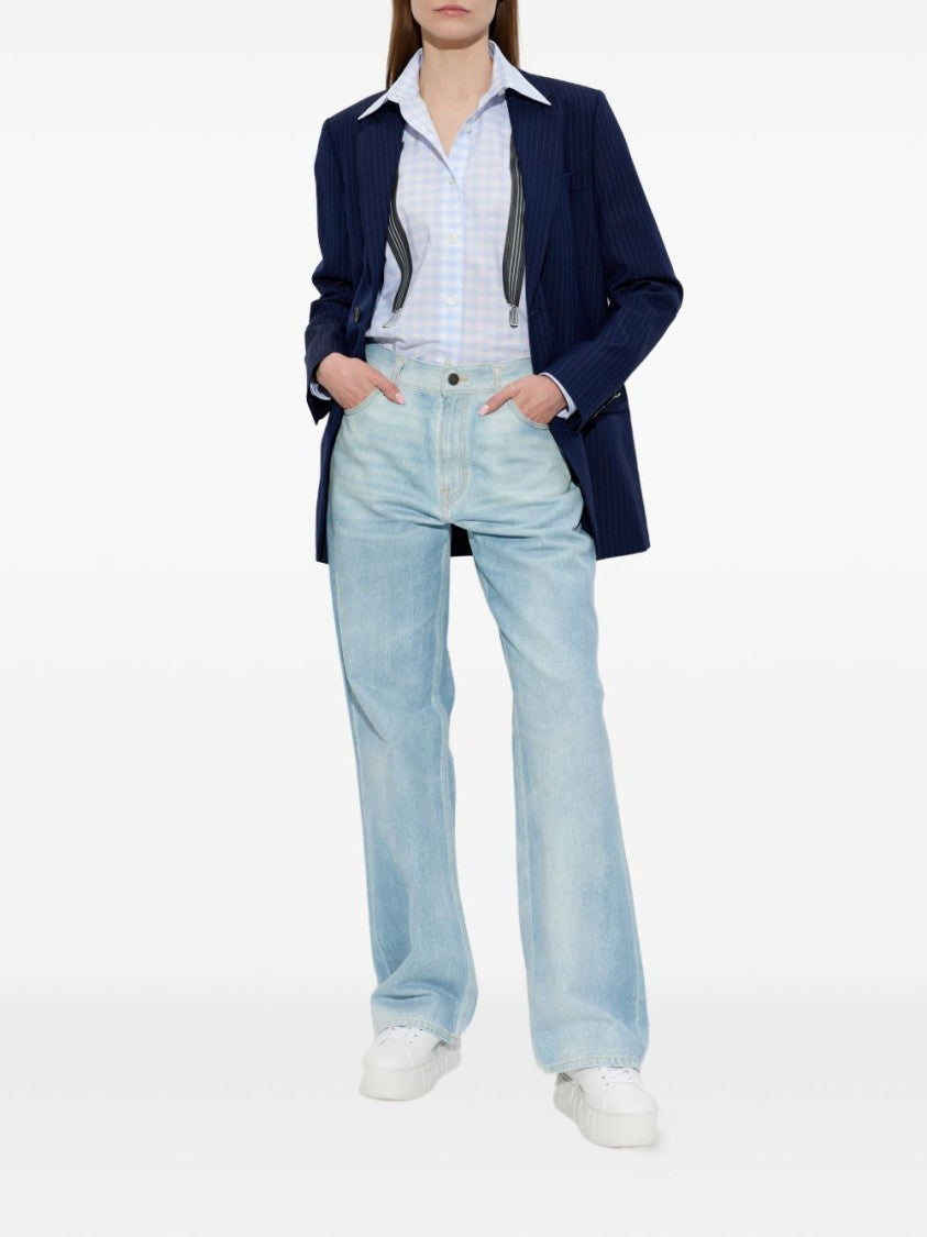 Moschino Blue Silk And Nylon Zip Jacket