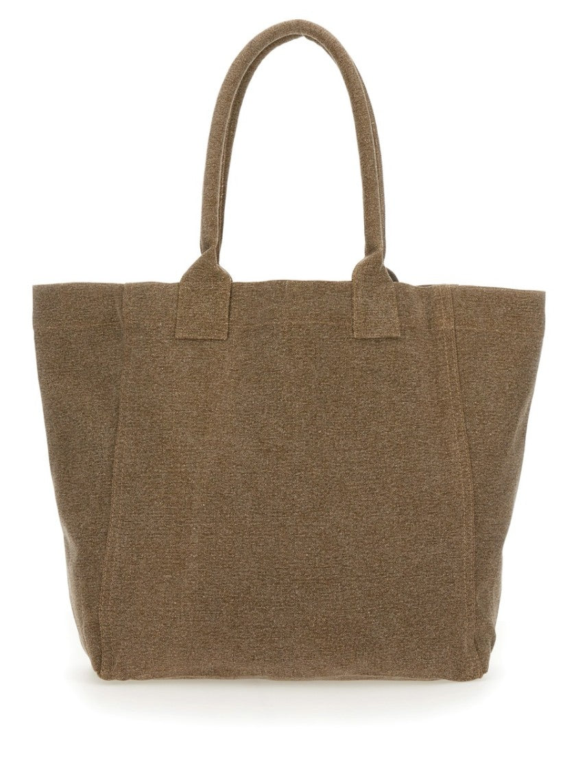 Isabel Marant Textured Cotton Small Tote Bag With Bold Graphic Logo