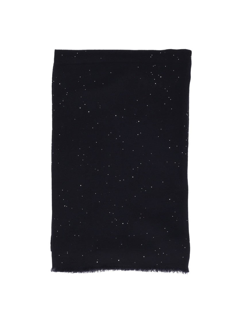 Faliero Sarti Long Rectangular Wool Blend Scarf With Subtle Speckles