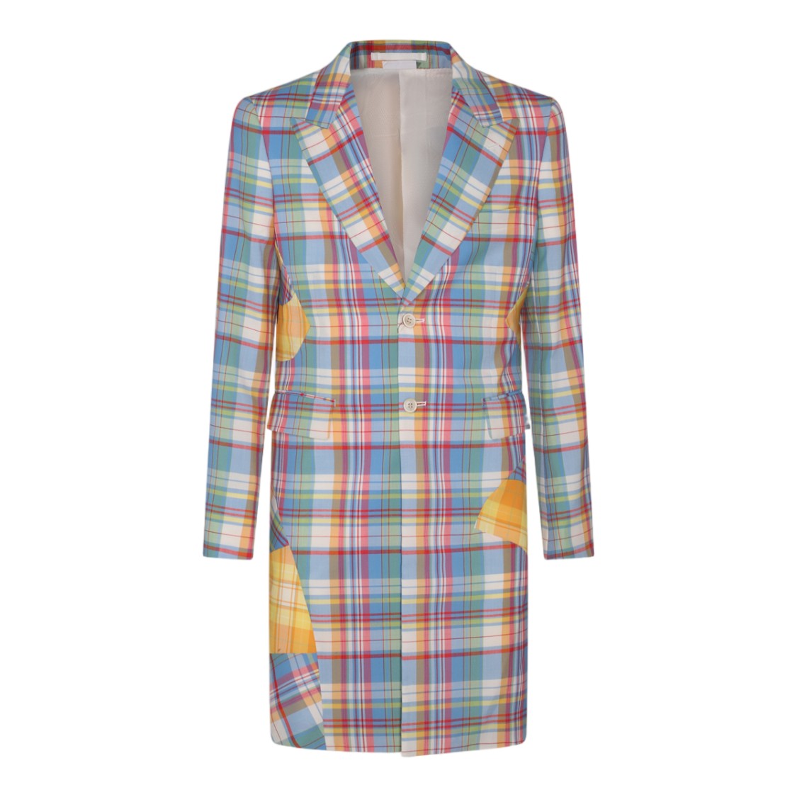 Comme Des Garçons Tailored Plaid Coat With Distinctive Patchwork Design