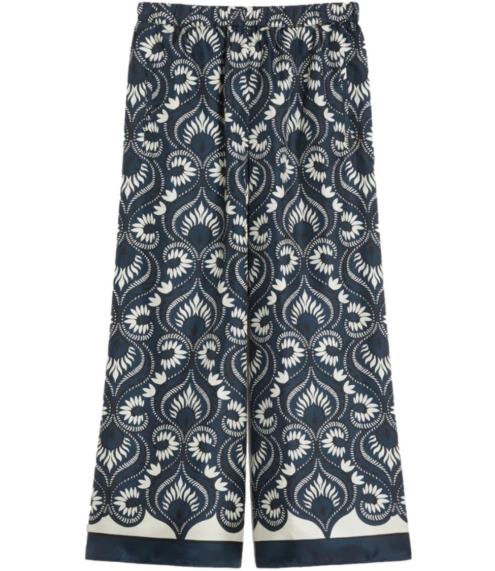 Max Mara Blue Deco Cotton Stretch Trousers