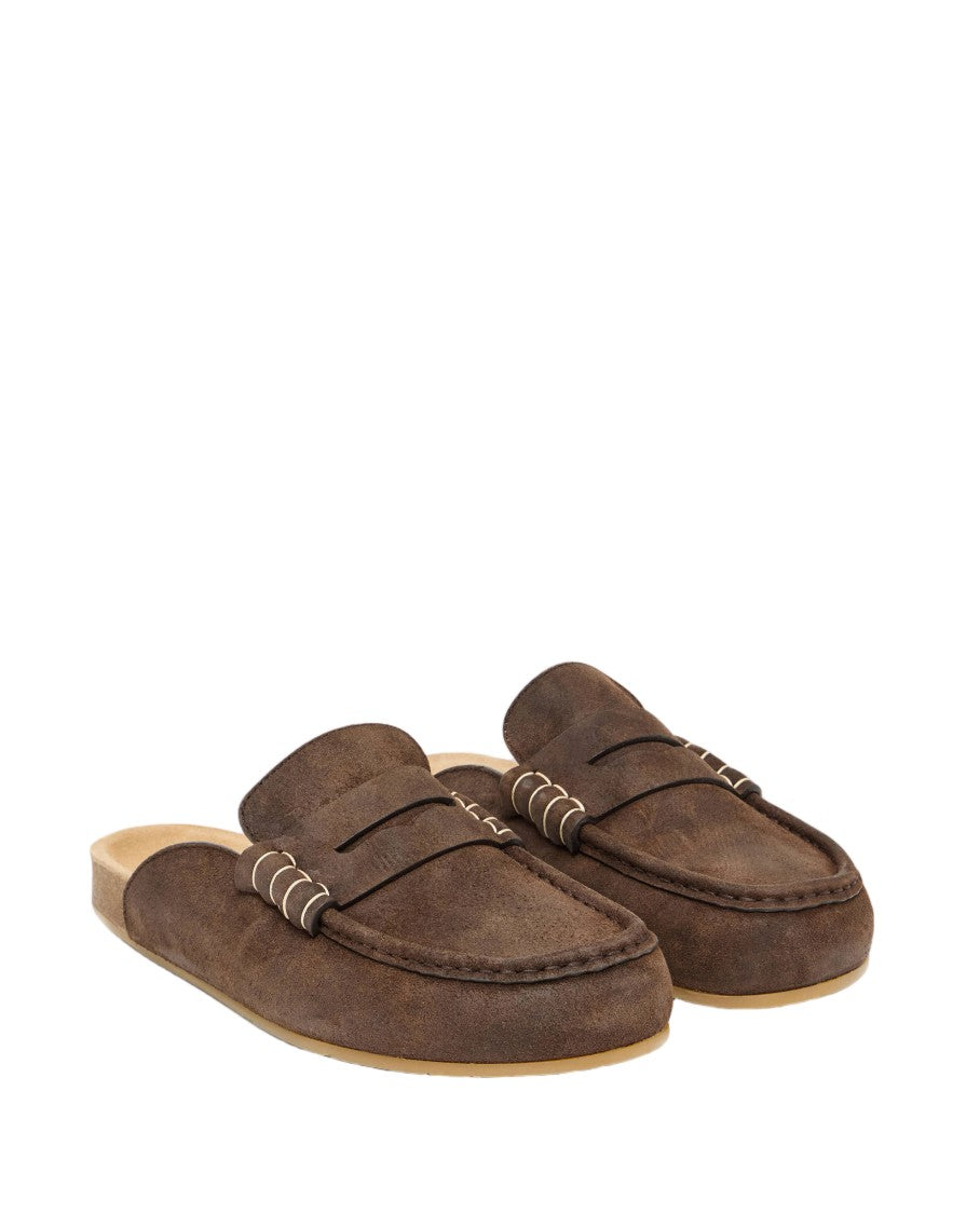 J. W. Anderson Backless Suede Loafers With Decorative Front Strap