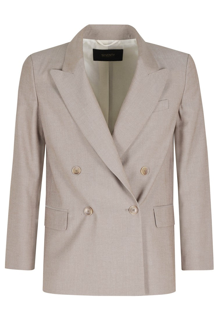 Seventy Mud Lapel Double-Breasted Polyester Blazer
