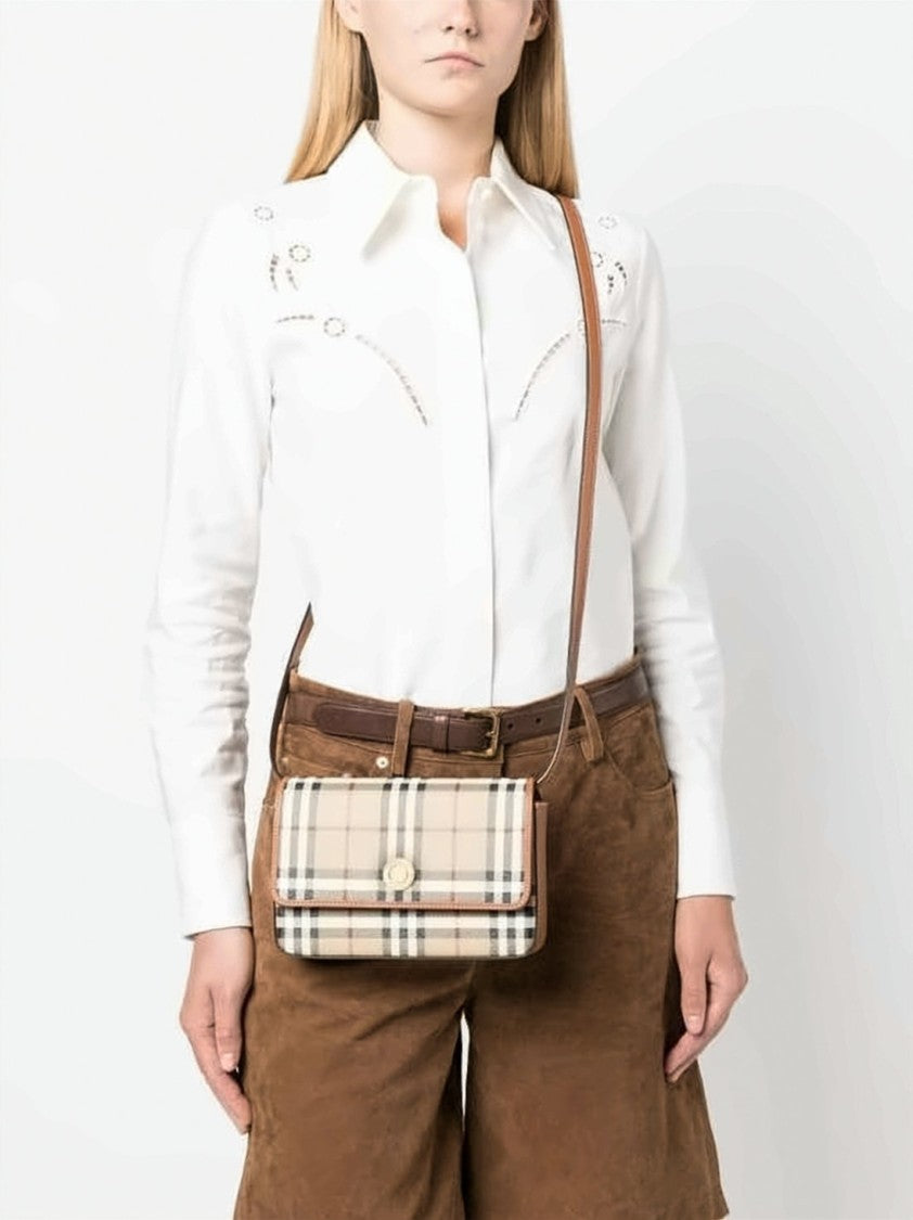 Burberry Rectangular Crossbody Bag With Iconic Checkered Pattern