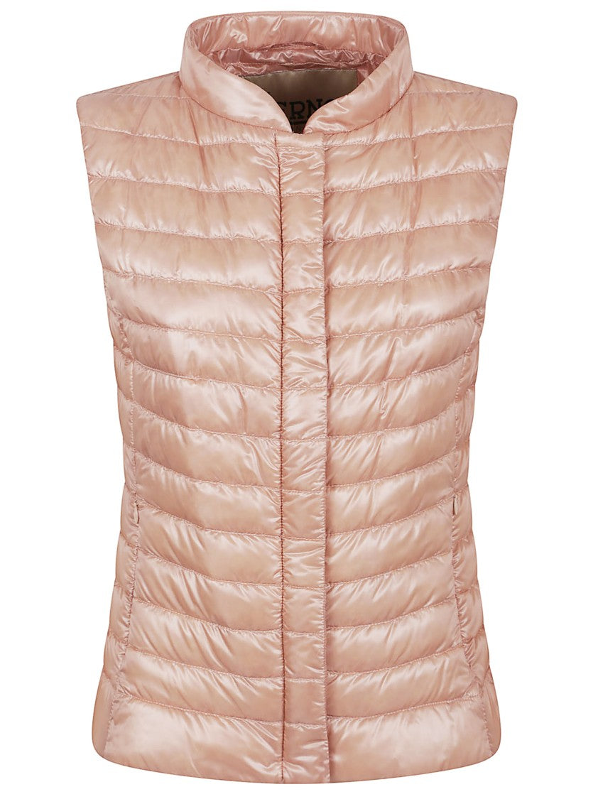 Herno Slim Fit Padded Nylon Gilet With Bomber Collar