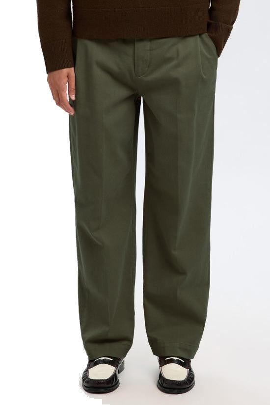 Anatomica Olive Green Tailored Straight Fit Pants With Side Pockets