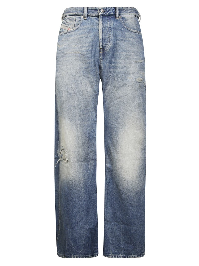 Diesel Cropped Wide-Leg Jeans With Distressed Detailing