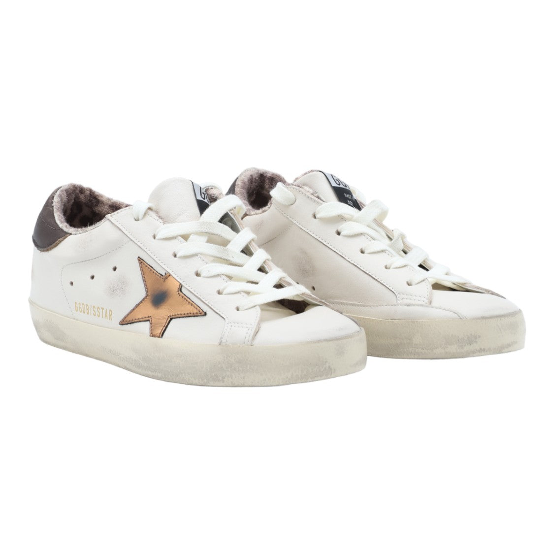 Golden Goose Distressed White Leather Low-Top Sneakers