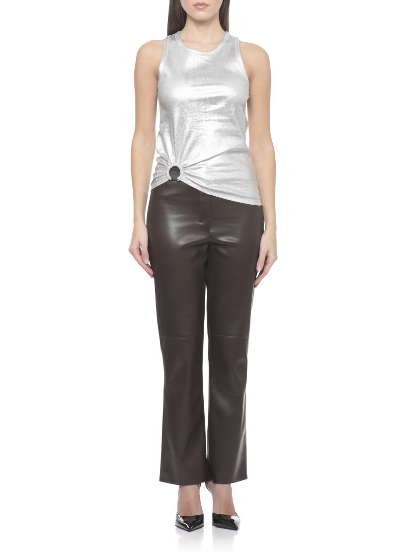 Rabanne Silver Metal Accent Cotton Tank Top