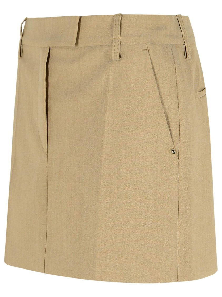 Sportmax Fify' Beige Brown Virgin Wool Miniskirt