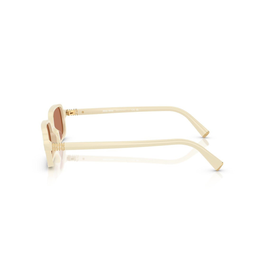 Miu Miu 0Mu 11Zs Cream Acetate Rectangular Sunglasses