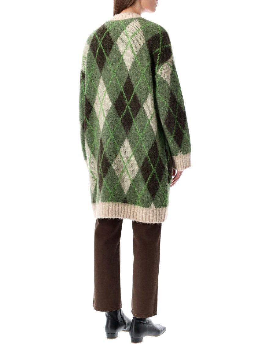 Emporio Armani Long Argyle Alpaca Cardigan