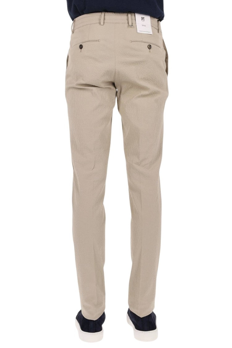 Pt Torino Seersucker Cotton Slim Fit Jogger Trousers