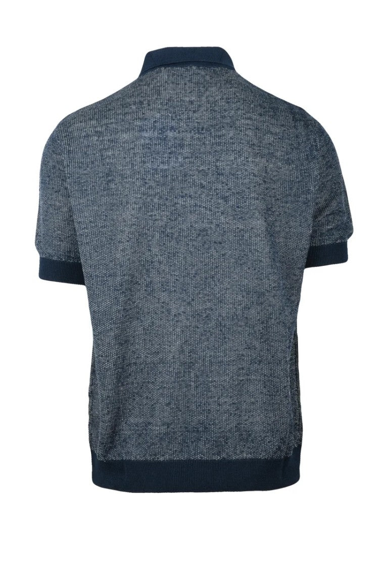 Daniele Fiesoli Blue Linen Cotton Knit Polo