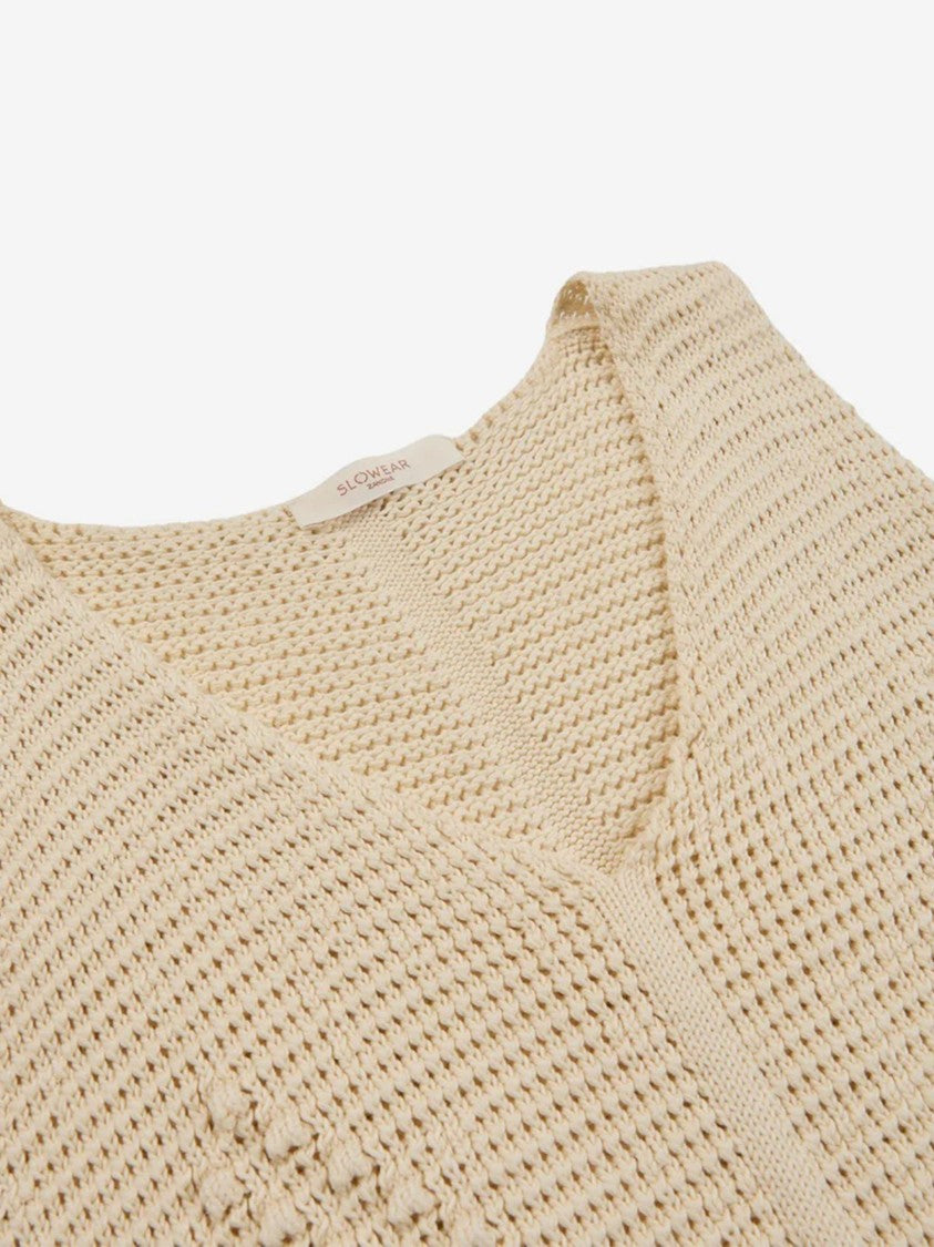 Zanone Textured Open-Knit Sleeveless Crop Top