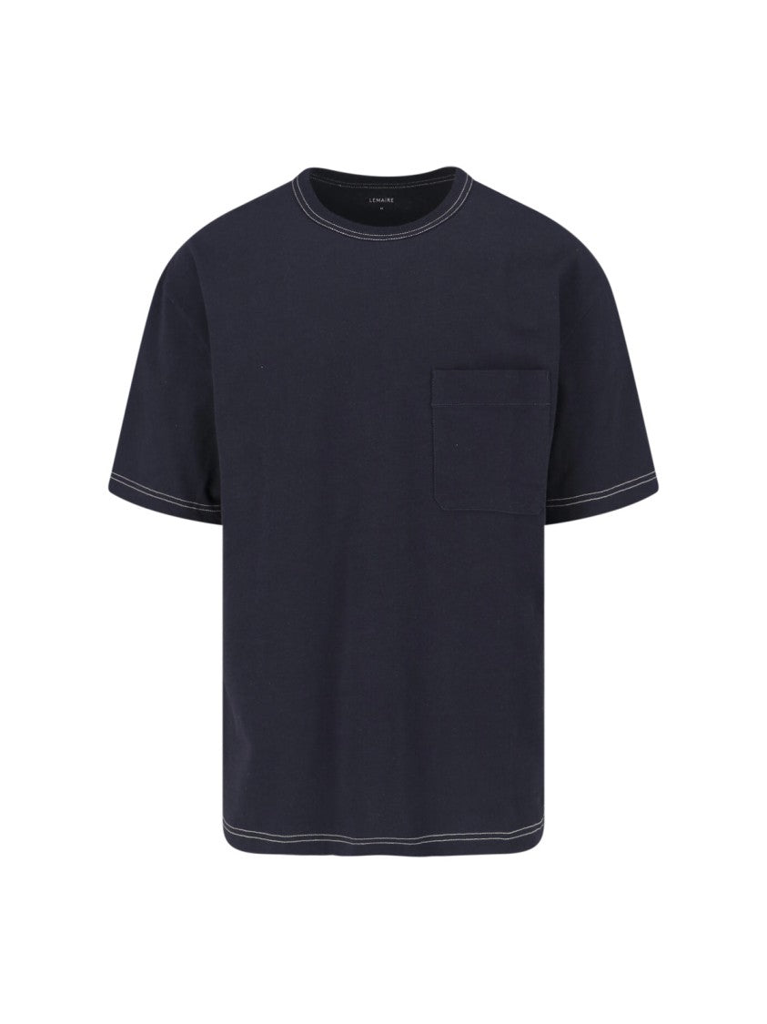 Lemaire Black Crew Neck Contrast Stitch T-Shirt