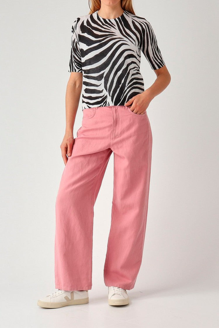 Max Mara Pink Wide-Leg Five-Pocket Cotton-Blend Jeans