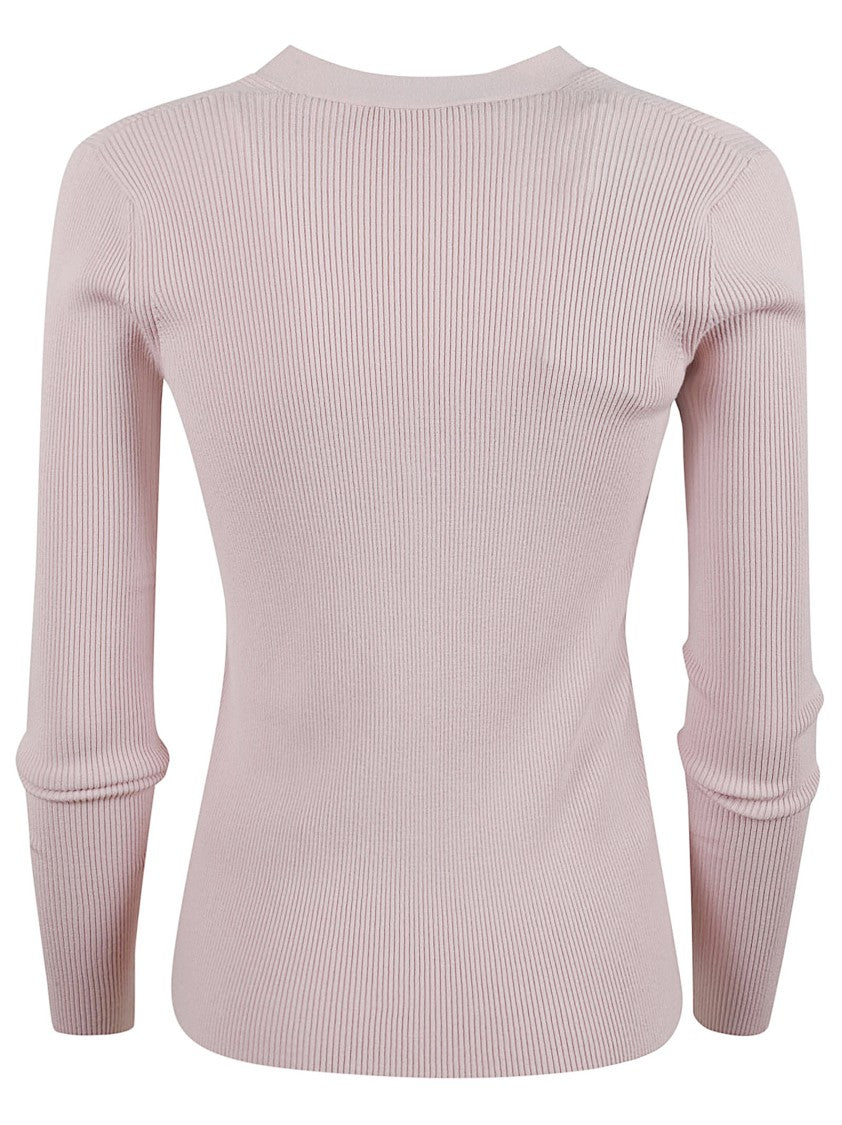 Max Mara Ribbed Viscose Cardigan With Deep V-Neck