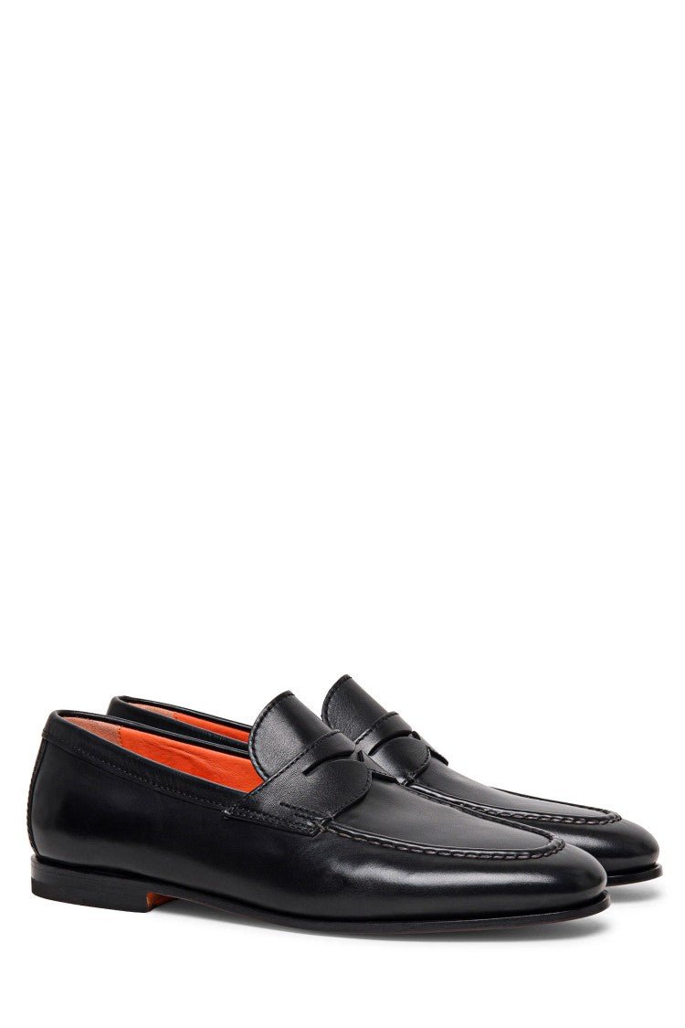 Santoni Leather Penny Loafers